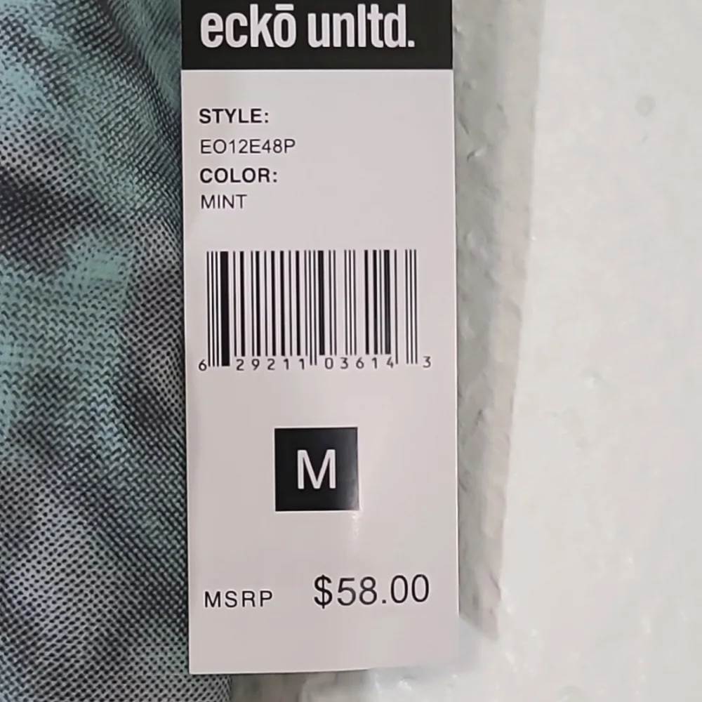 *NWT* ECKO UNLTD. Mint Green, Black, White Swim Trunks w/Logo, size Medium